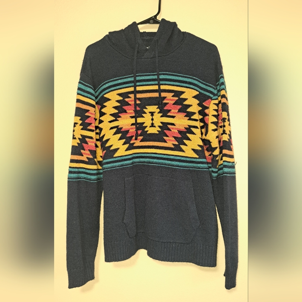 Men's Navy Aztec Patterned Sweater